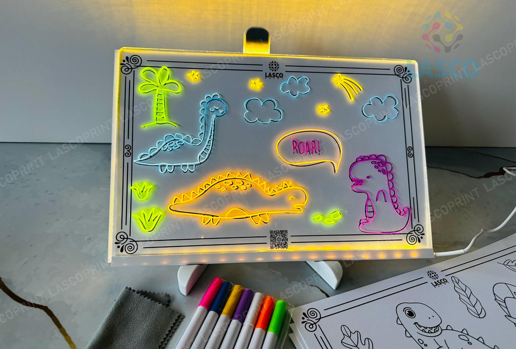 Kids LED Acrylic Drawing Board | Coloring Sheets Included | Perfect Birthday Gift for Girls and Boys | Light Up Drawing Pad for Artists