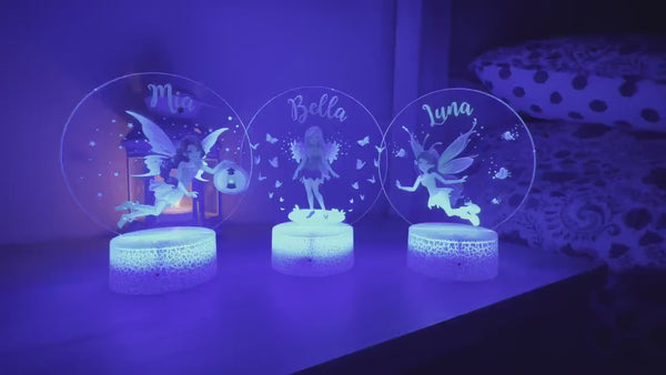 Kids Custom Colorful Acrylic Night Light Fairy for Kids | Birthday Gift for Girls Custom Handmade Led Kids Unique Bedroom Decor