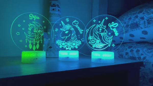 Unicorn Kids Personalized Acrylic Night Light | Perfect Birthday Gift for Girls or Boys Custom Name Handmade Led Kids Bedroom Decor