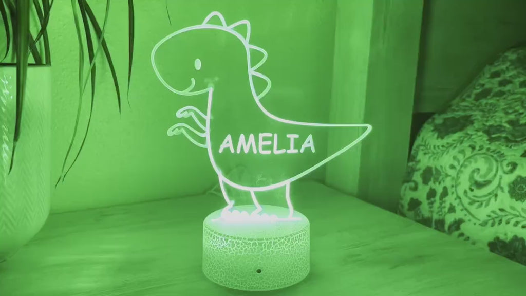 Kids Personalized Acrylic Night Light Dinosaur for Kids Perfect Birthday Gift for Girls or Boys Custom Name Handmade Led Kids Bedroom Decor