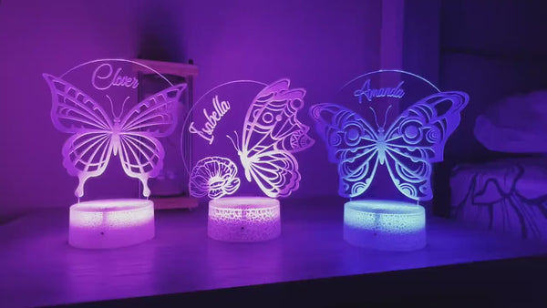 Kids Personalized Acrylic Night Light Laser Kids Butterflies | Perfect Birthday Gift for Girls and Boys | Custom Handmade Bedroom Decors