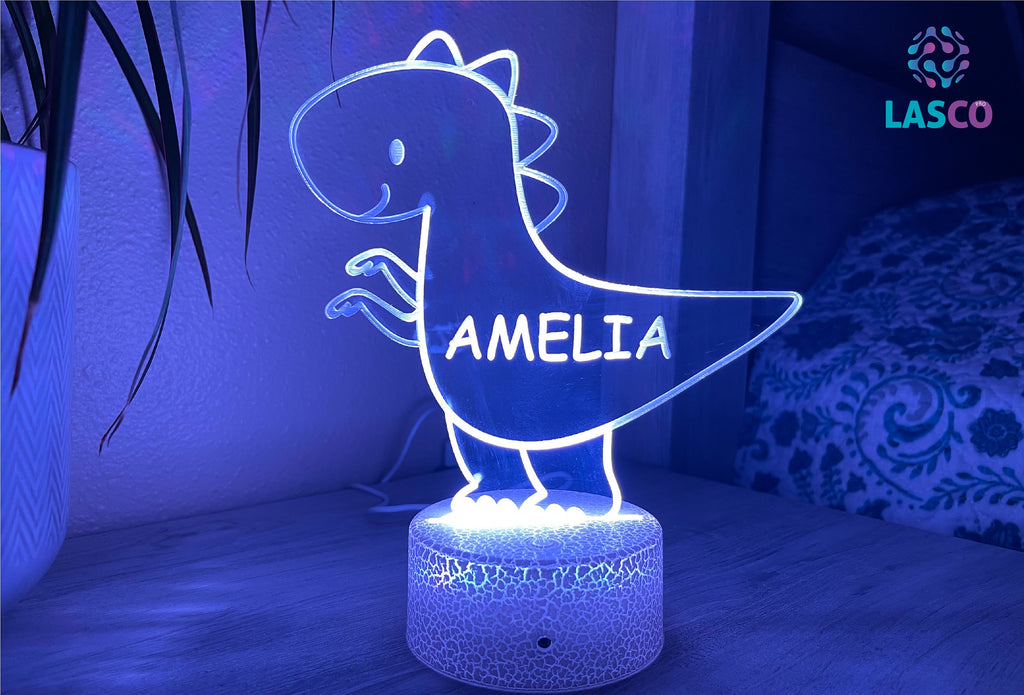 Kids Personalized Acrylic Night Light Dinosaur for Kids Perfect Birthday Gift for Girls or Boys Custom Name Handmade Led Kids Bedroom Decor