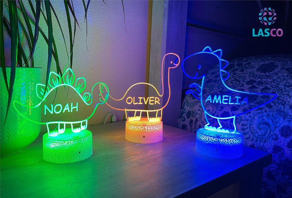 Kids Personalized Acrylic Night Light Dinosaur for Kids Perfect Birthday Gift for Girls or Boys Custom Name Handmade Led Kids Bedroom Decor