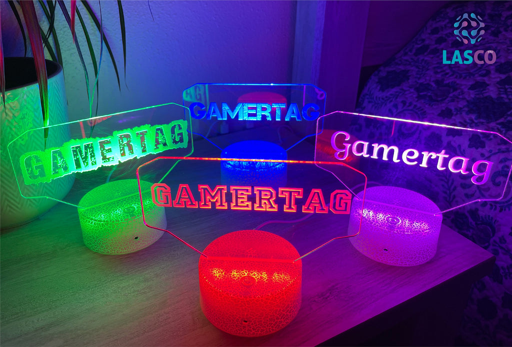 Gamers Gamertag Personalized Acrylic Night Light Laser Engraved |Perfect Birthday Gift for Boys Gamers |Custom Handmade Gaming Bedroom Decor