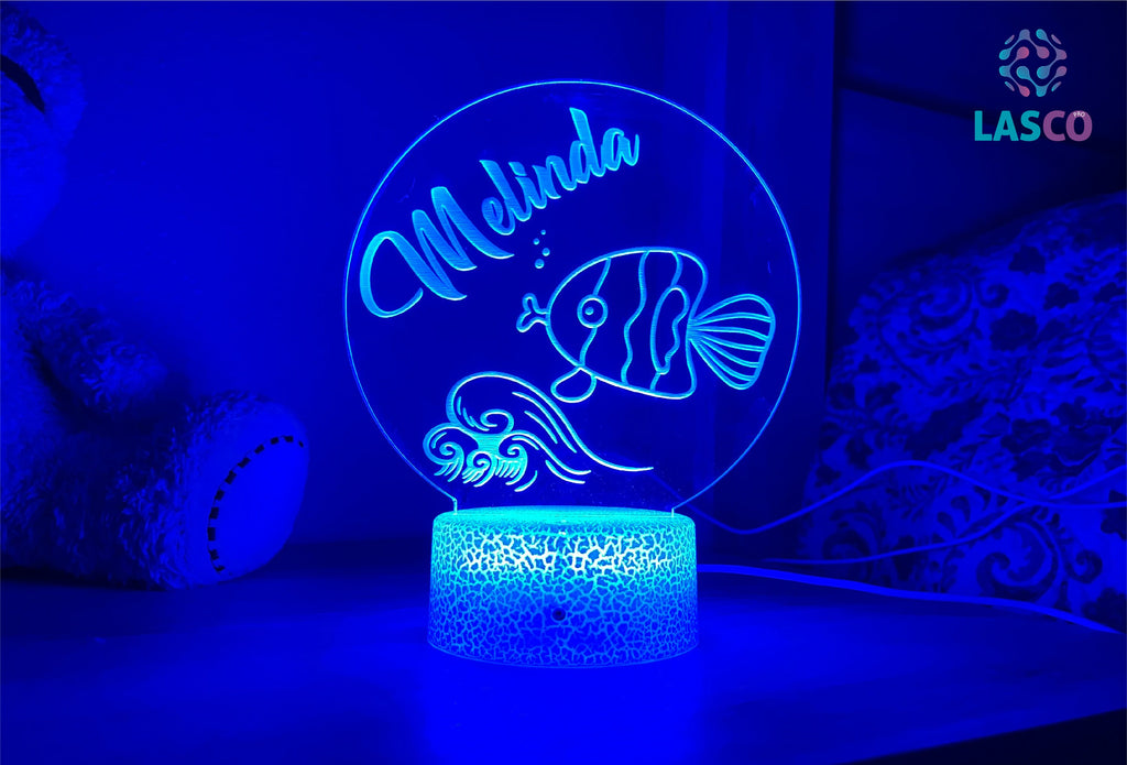 Kids Personalized Acrylic Night Light Laser Kids Ocean Life | Perfect Birthday Gift for Girls and Boys | Custom Handmade Bedroom Decors