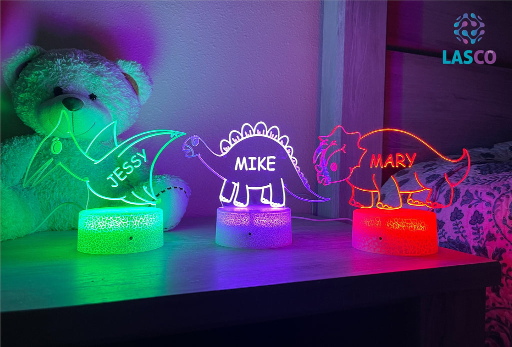 Kids Custom Acrylic Night Light Dinosaur for Kids Perfect Birthday Gift for Girls or Boys Personalized Name Handmade Led Kids Bedroom Decor