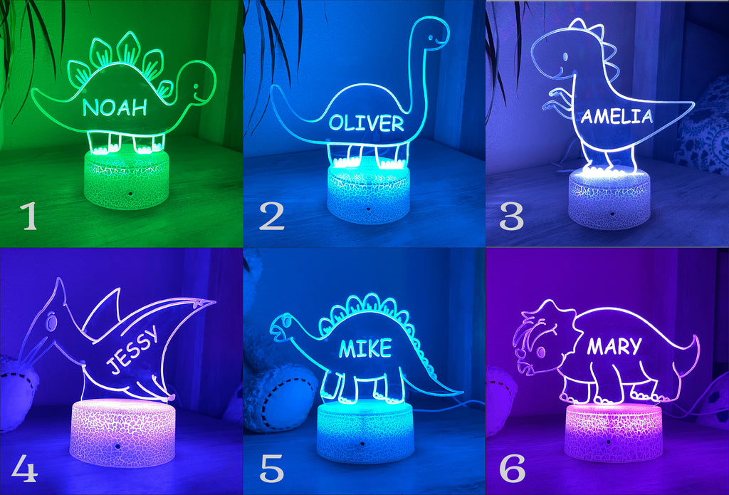 Kids Personalized Acrylic Night Light Dinosaur for Kids Perfect Birthday Gift for Girls or Boys Custom Name Handmade Led Kids Bedroom Decor