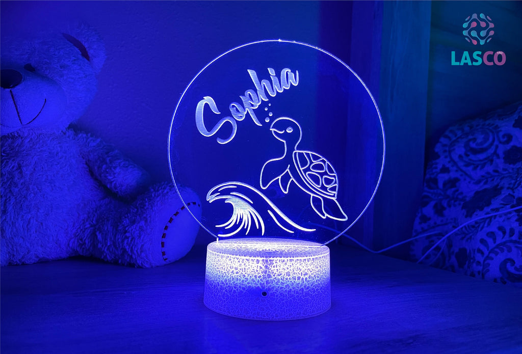Kids Personalized Acrylic Night Light Laser Kids Ocean Life | Perfect Birthday Gift for Girls and Boys | Custom Handmade Bedroom Decors