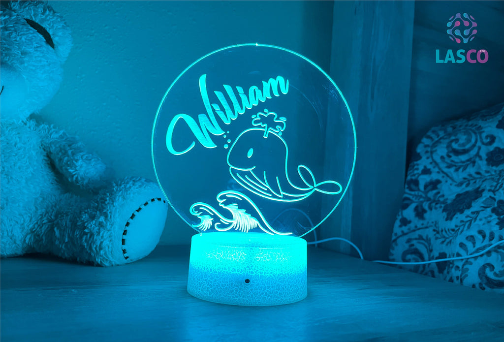 Kids Personalized Acrylic Night Light Laser Kids Ocean Life | Perfect Birthday Gift for Girls and Boys | Custom Handmade Bedroom Decors