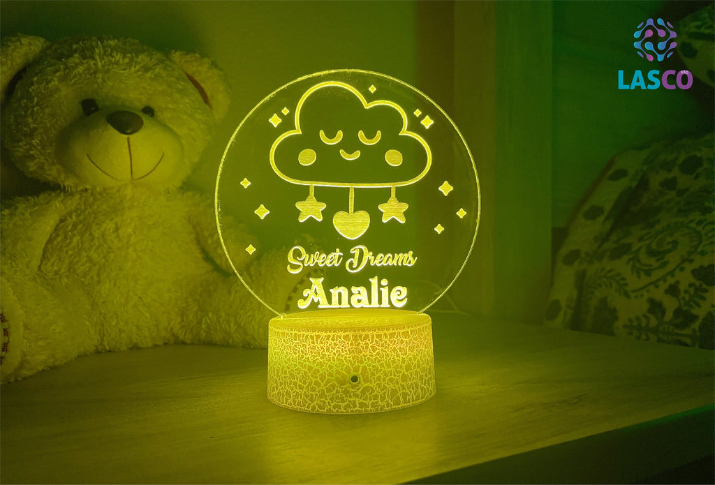 Kids Personalized Acrylic Night Light for Baby for Kids Perfect Birthday Gift for Girls or Boys Custom Name Handmade Led Kids Bedroom Decor