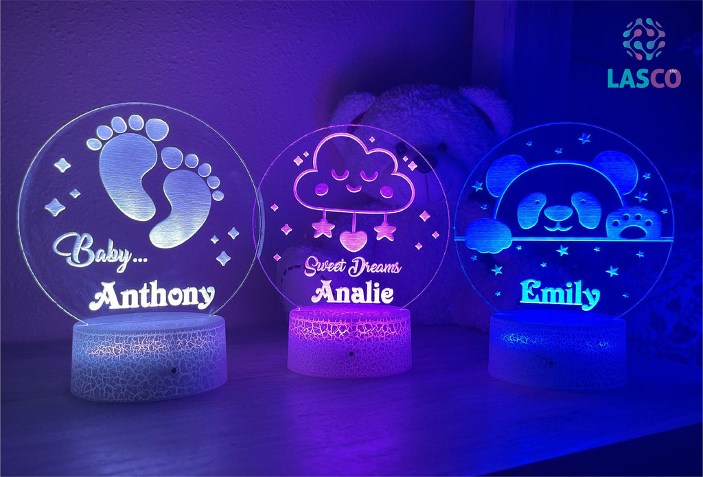 Kids Personalized Acrylic Night Light for Baby for Kids Perfect Birthday Gift for Girls or Boys Custom Name Handmade Led Kids Bedroom Decor