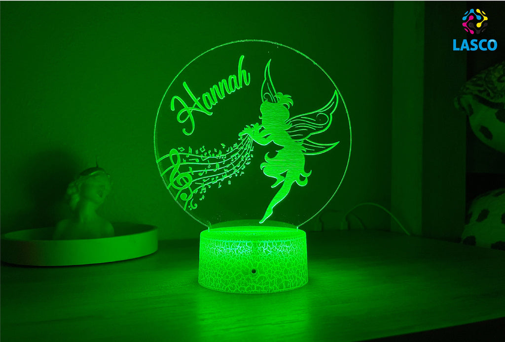 Fairy Kids Personalized Acrylic Night Light | Perfect Birthday Gift for Girls or Boys Custom Name Cute Handmade Led Kids Bedroom Decor