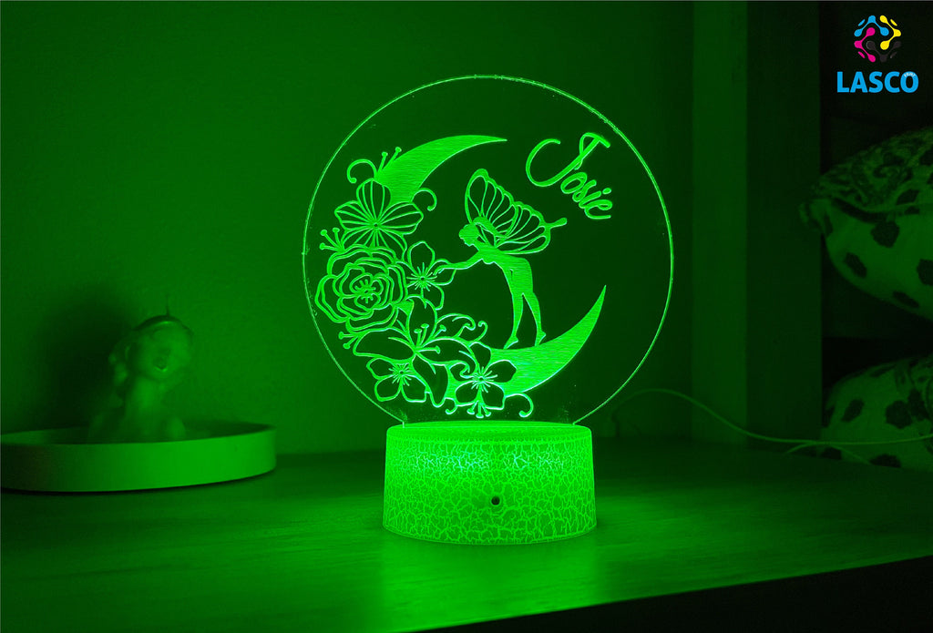 Fairy Kids Personalized Acrylic Night Light | Perfect Birthday Gift for Girls or Boys Custom Name Handmade Led Kids Bedroom Decor