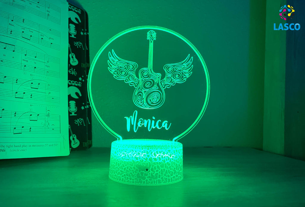 Personalized Acrylic Night Light Laser Engraved Music Themed | Perfect Birthday Gift for Girls and Boys | Custom Handmade Bedroom Decors