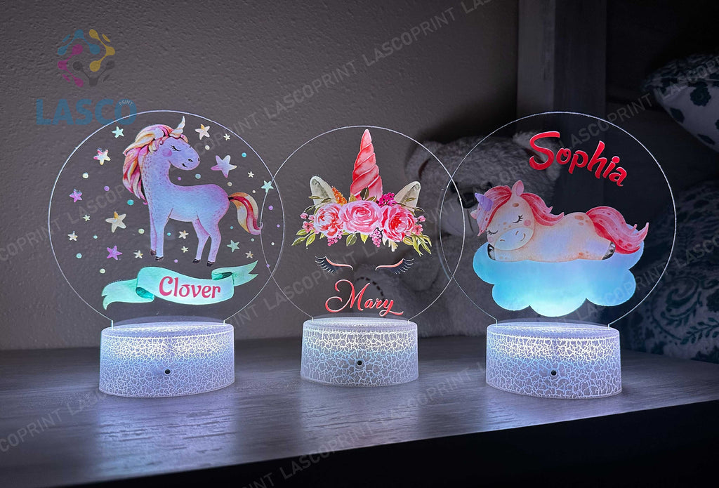 Kids Custom Colorful Acrylic Night Light Unicorn for Kids | Birthday Gift for Girls Custom Handmade Led Kids Unique Bedroom Decor