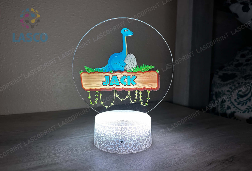 Kids Personalized Colorful Acrylic Baby Night Light Dinosaur for Kids Birthday Gift for Girls or Boys Custom Handmade Led Kids Bedroom Decor