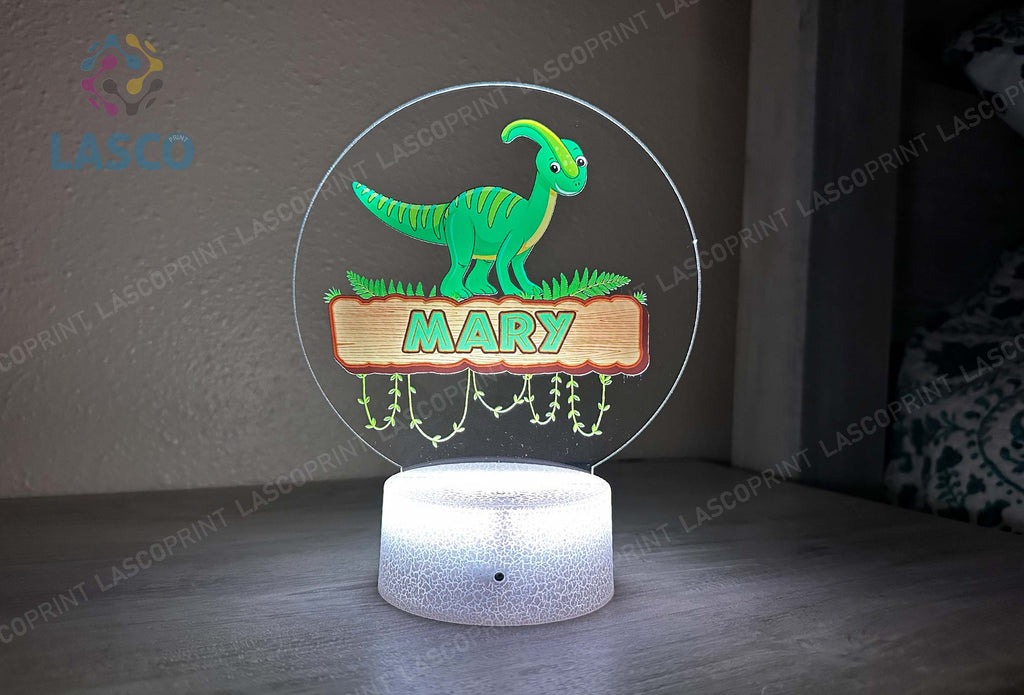 Kids Custom Colorful Acrylic Baby Night Light Dinosaur for Kids Birthday Gift for Girls or Boys Custom Handmade Led Kids Bedroom Decor