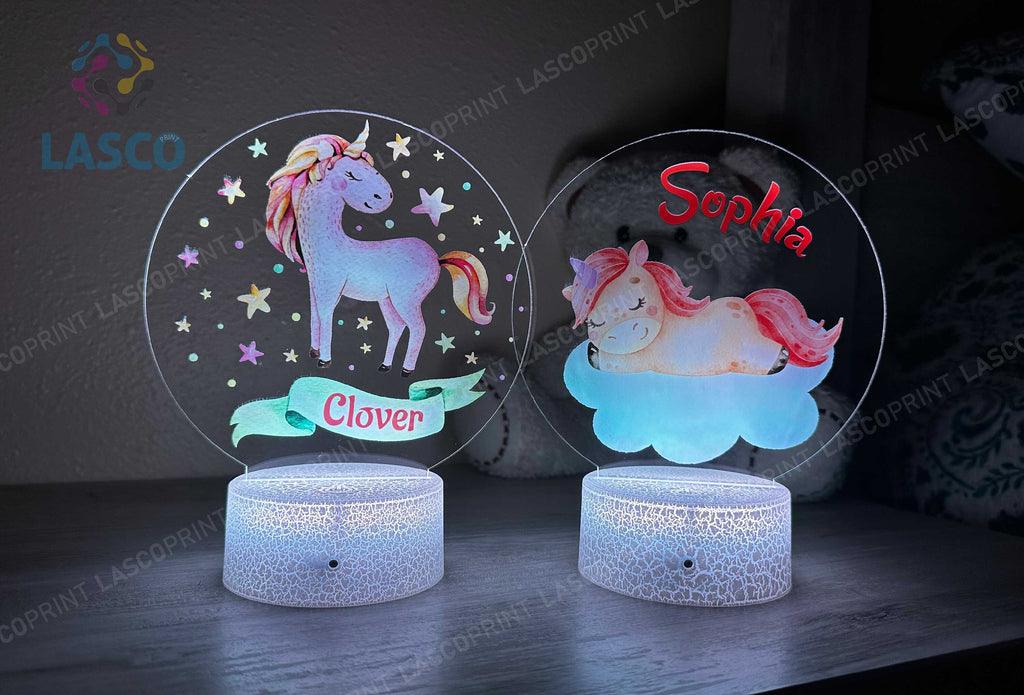 Kids Custom Colorful Acrylic Night Light Unicorn for Kids | Birthday Gift for Girls Custom Handmade Led Kids Unique Bedroom Decor