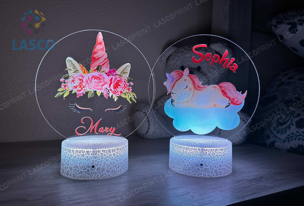 Kids Custom Colorful Acrylic Night Light Unicorn for Kids | Birthday Gift for Girls Custom Handmade Led Kids Unique Bedroom Decor