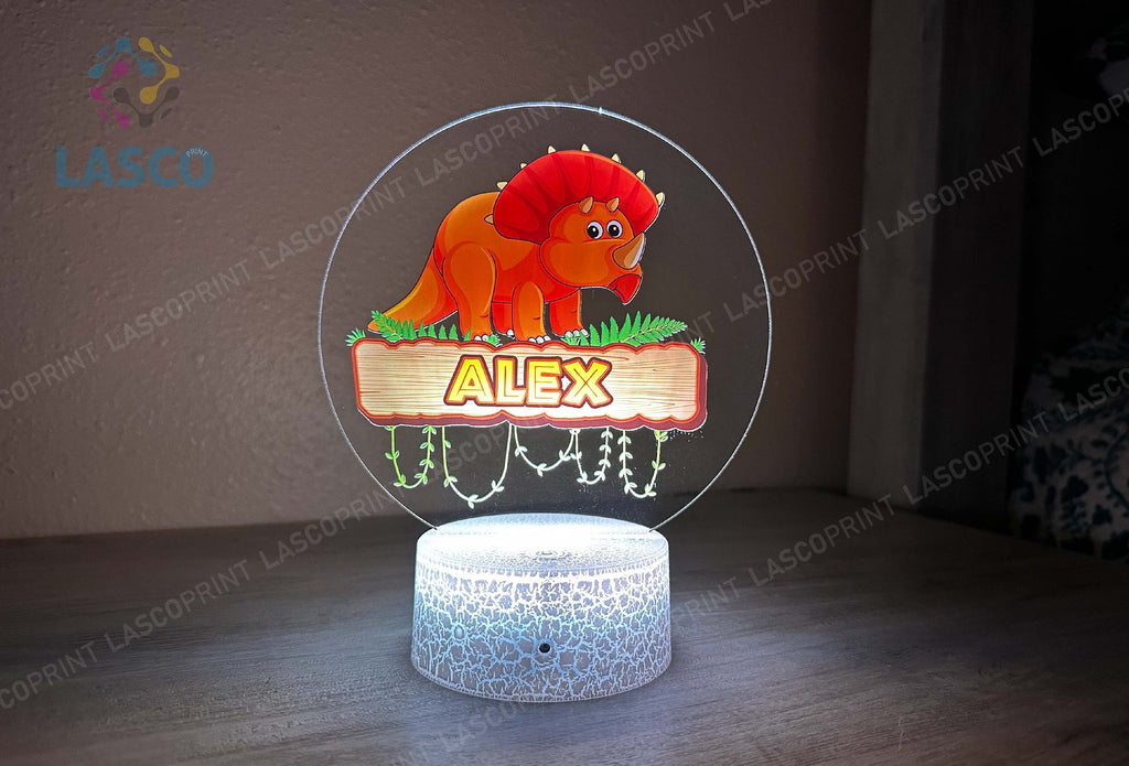 Kids Personalized Colorful Acrylic Baby Night Light Dinosaur for Kids Birthday Gift for Girls or Boys Custom Handmade Led Kids Bedroom Decor