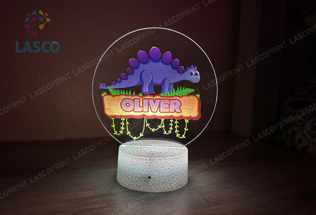 Kids Personalized Colorful Acrylic Baby Night Light Dinosaur for Kids Birthday Gift for Girls or Boys Custom Handmade Led Kids Bedroom Decor