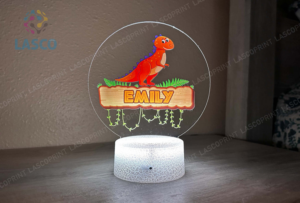 Kids Custom Colorful Acrylic Baby Night Light Dinosaur for Kids Birthday Gift for Girls or Boys Custom Handmade Led Kids Bedroom Decor