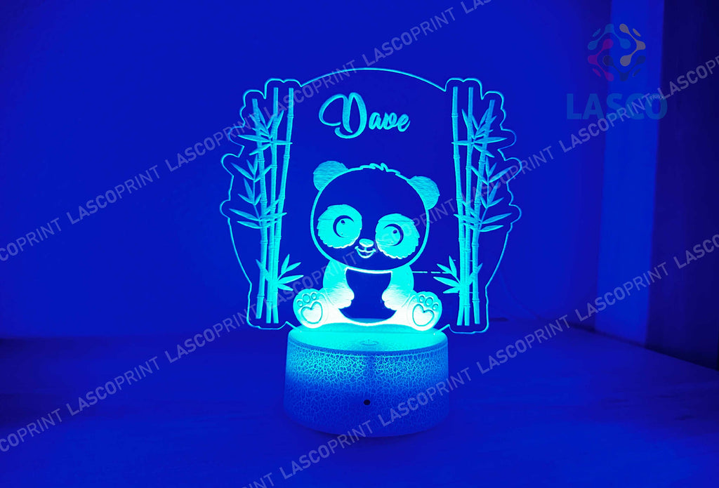 Kids Personalized Acrylic Night Light Laser Kids Panda, Giraffe | Perfect Birthday Gift for Girls and Boys | Custom Handmade Bedroom Decors